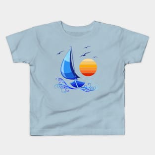 Sailing Boat Summer Vacations Journet Kids T-Shirt